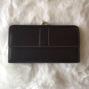 - FIRM - Dark Brown Coach Leather Clasp Wallet